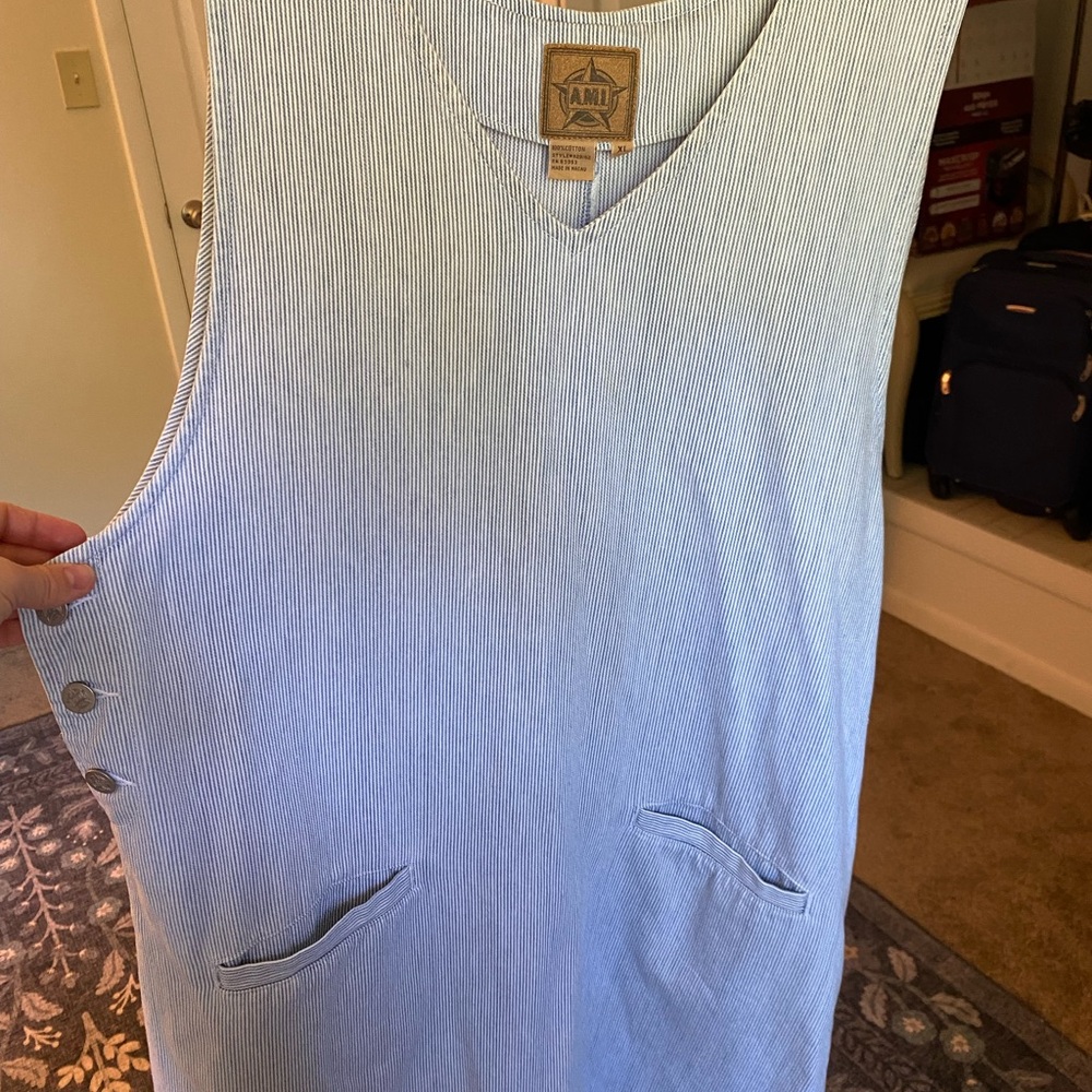 Blue Striped Sleeveless Dress